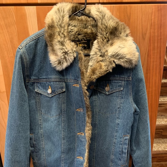 Fabio Jackets & Coats Luxurious Faux Fur And Denim Jacket By Fabio